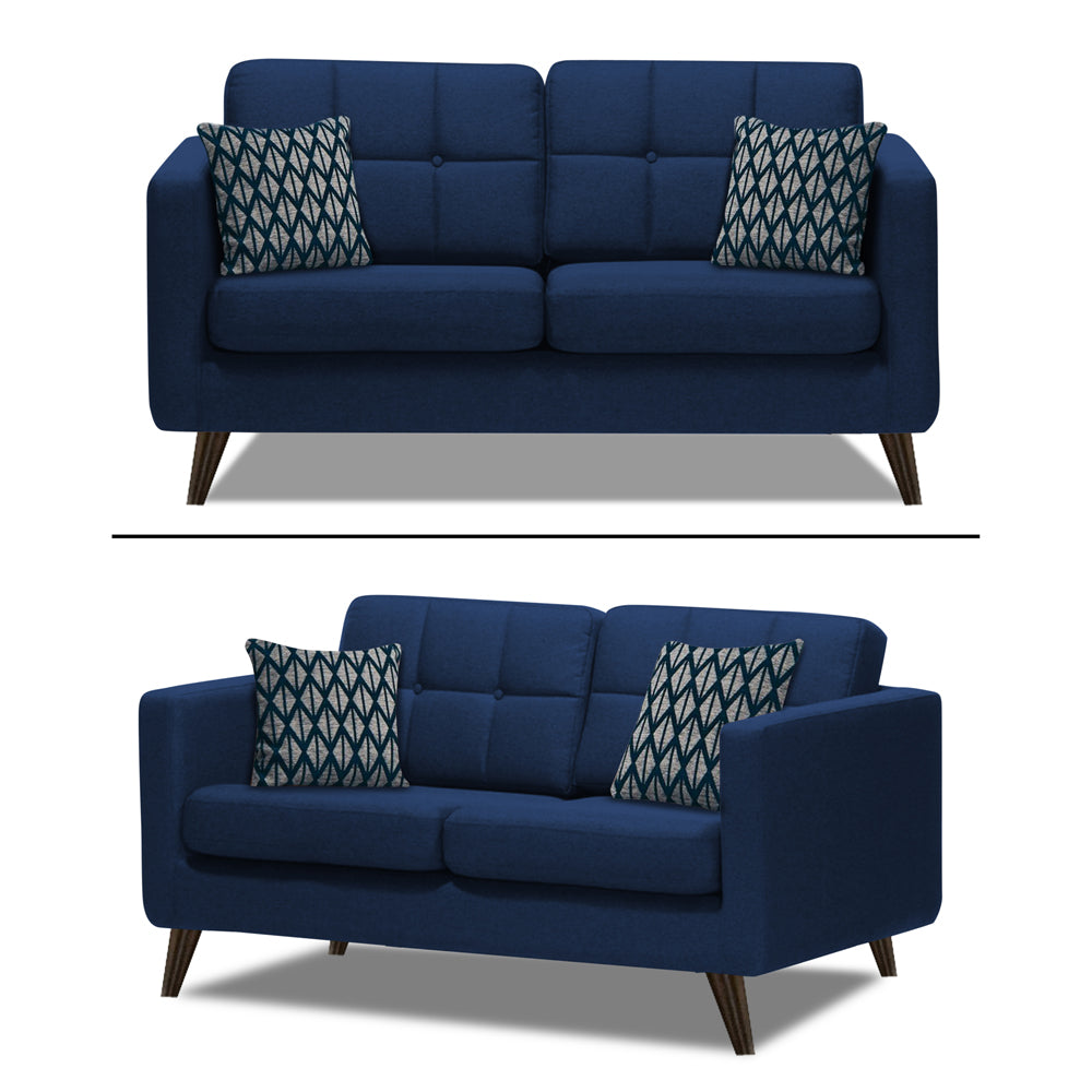 Adorn India Chilly 5 Seater 3+2 Fabric Sofa Set (Blue) (3 Year Warranty)