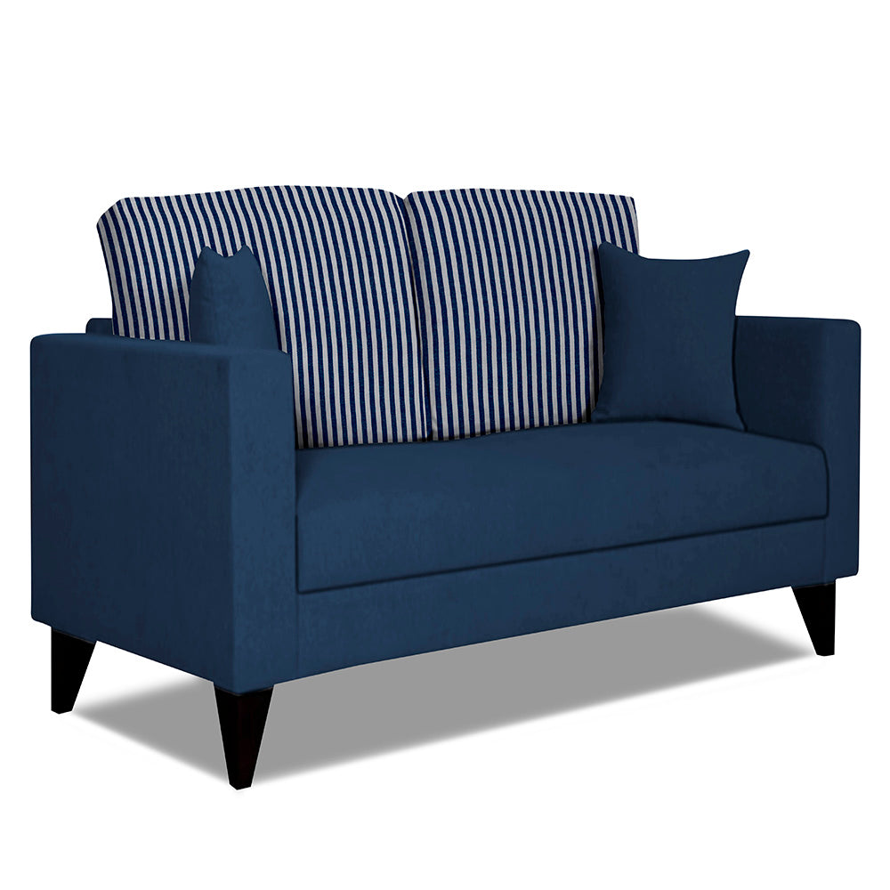 Adorn India Hector Stripes 2 Seater Sofa (Blue) Martin Plus (3 Year Warranty)