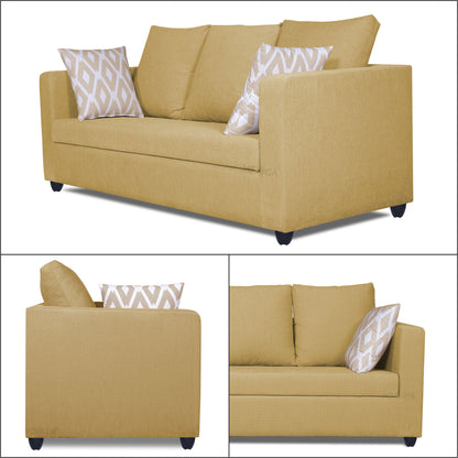 Adorn India Zink Straight Line 3 Seater Sofa (Beige)