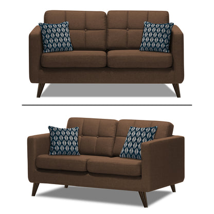 Adorn India Chilly 5 Seater 3+2 Fabric Sofa Set (Brown) (3 Year Warranty)