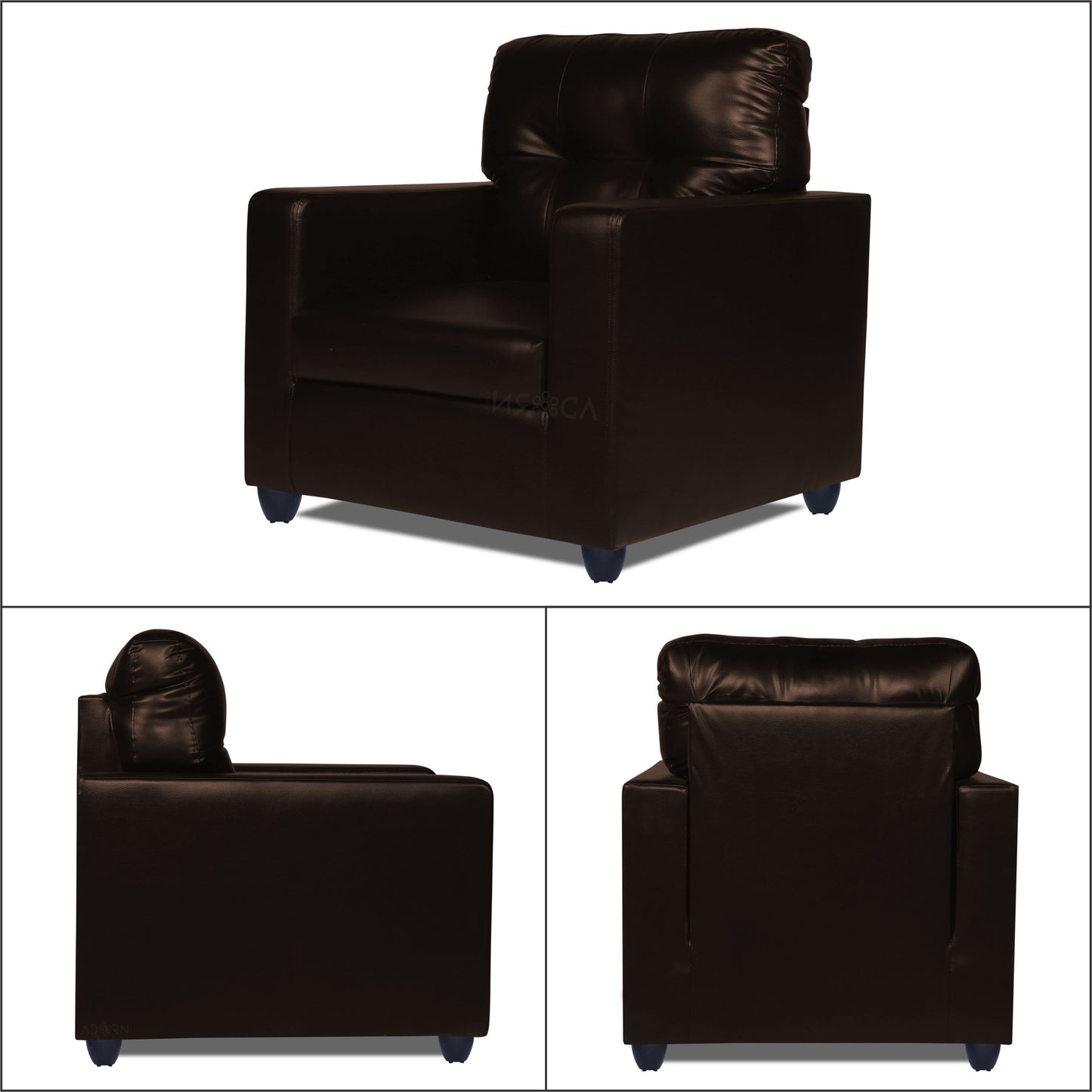 Adorn India Astor Leatherette 3+1+1 5 Seater Sofa Set (Brown) (3 Year Warranty)