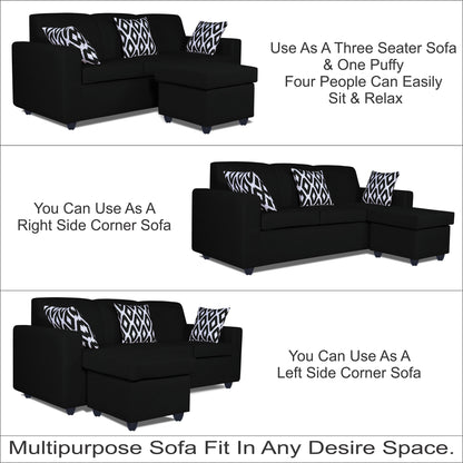 Adorn India Monteno Modular Sofa Set (Black)