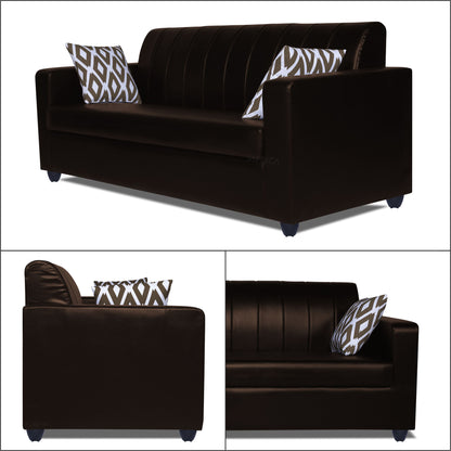 Adorn India Rio HighBack Leatherette 3+1+1 5 Seater Sofa Set (Brown) (3 Year Warranty)