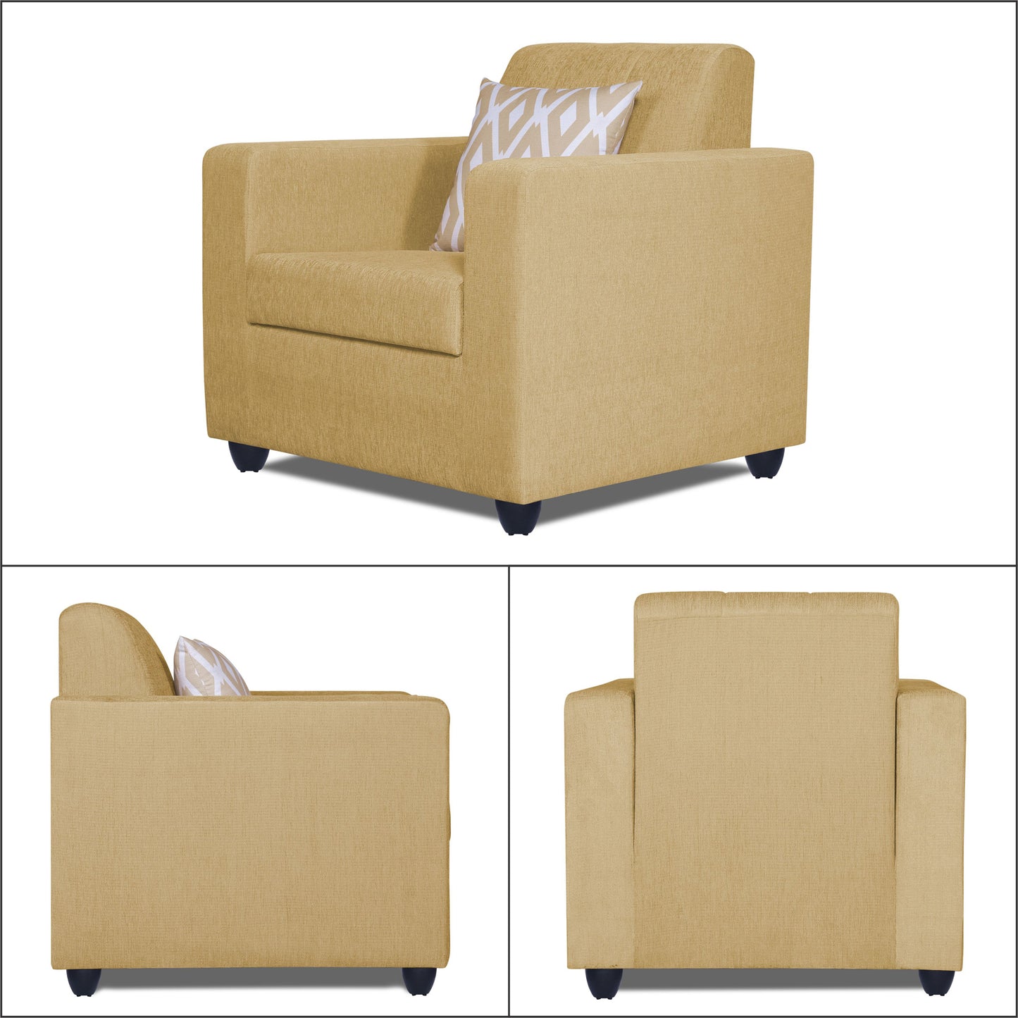 Adorn India Rio Highback 3+1+1 5 Seater Sofa Set (Beige) (3 Year Warranty)