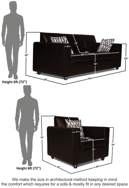 Adorn India Monteno Leatherette 3+1+1 5 Seater Sofa Set (Brown) (3 Year Warranty)