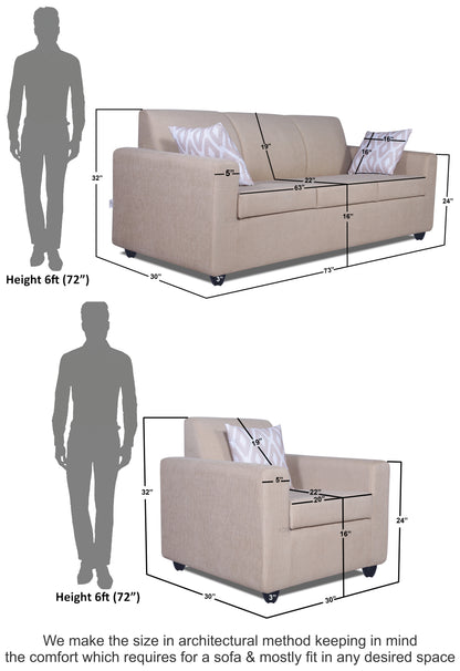 Adorn India Monteno 3-1-1 5 Seater Sofa Set (Beige) (3 Year Warranty)