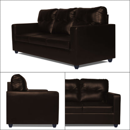 Adorn India Astor Leatherette 3+1+1 5 Seater Sofa Set (Brown) (3 Year Warranty)