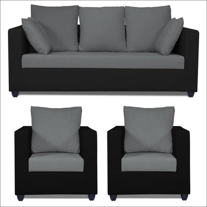 Adorn India Zink Straight Line 3-1-1 5 Seater Sofa Set(Black & Grey)