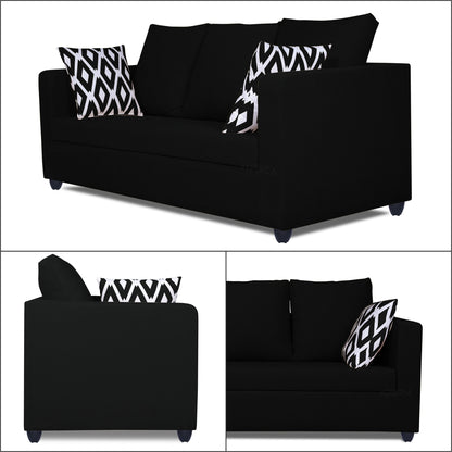 Adorn India Zink Straight Line 3-1-1 5 Seater Sofa Set (Wood & Fabric, Black)