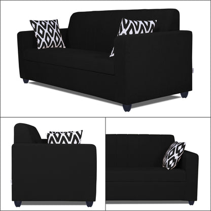 Adorn India Rio Highback 3 Seater Sofa (Black) (3 Year Warranty)