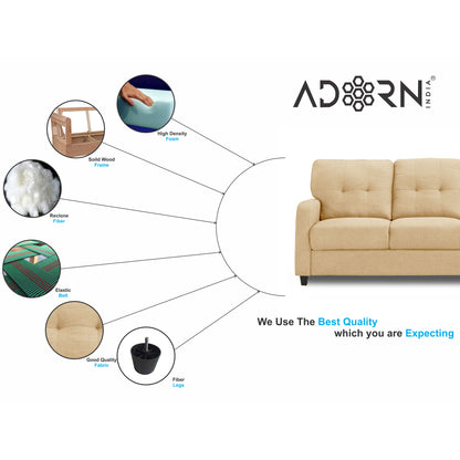 Adorn India Astor 3+2 5 Seater Sofa Set (Beige) (3 Year Warranty)