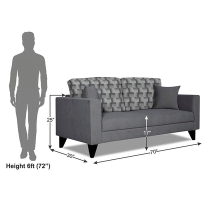 Adorn India Berlin Bricks 3 Seater Sofa (Grey) Martin Plus (3 Year Warranty)