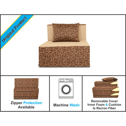 Adorn India Easy 2 Seater Sofa Cum Bed (Brown & Beige) (3 x 6) (1 Year Warranty)