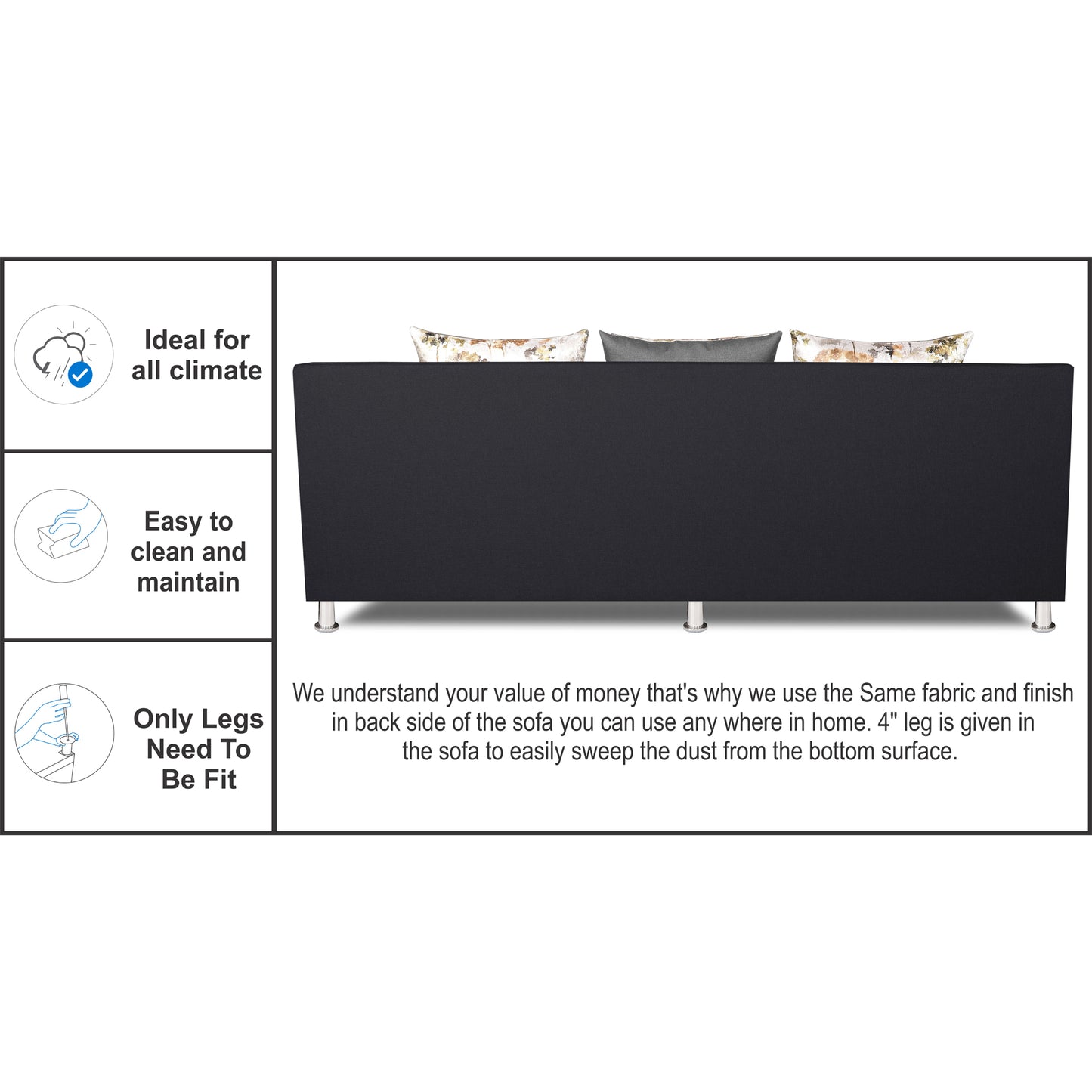 Adorn India Exclusive Two Tone Alica Modular Sofa Set (Light Grey & Black), Wood, Foam