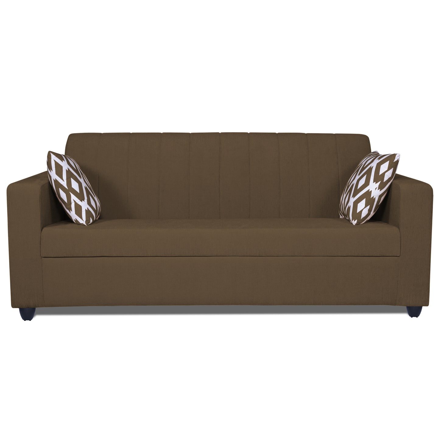 Adorn India Rio Highback 3 Seater Sofa (Brown) (3 Year Warranty)