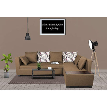 Adorn India Mclain L Shape 6 Seater Sofa (Camel)