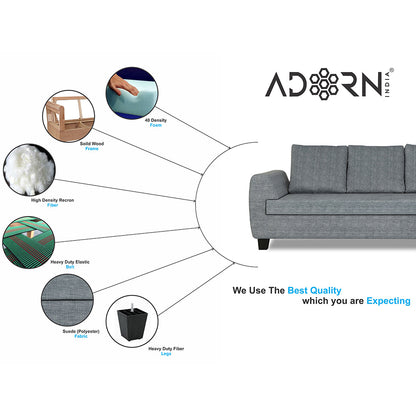 Adorn India Raiden Decent Premium L Shape 6 Seater Sofa Set with Center Table (Right Hand Side) (Grey) (3 Year Warranty)