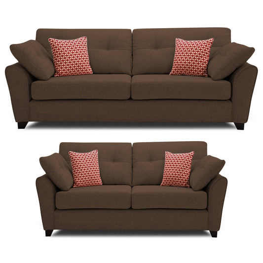 Adorn India Moris 3+2 5 Seater Sofa Set (Brown) (3 Year Warranty)