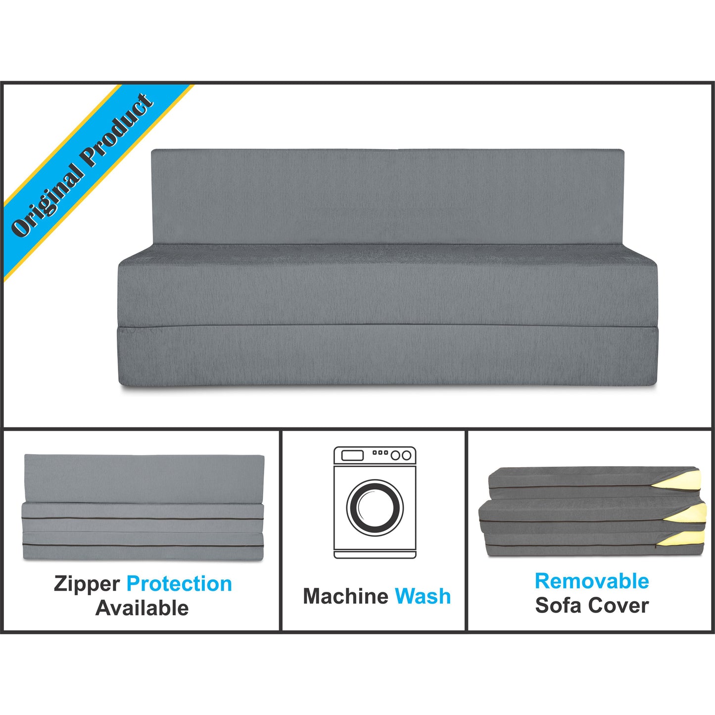 Adorn India Easy Treno 3 Seater Sofa Cum Bed Sit & Sleep Perfect for Guest, Colour Grey, 6'x6' (1 Year Warranty)