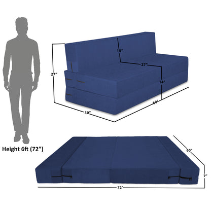 Adorn India Easy Treno 3 Seater Sofa Cum Bed Sit & Sleep Perfect for Guest, Colour Blue, 5'x6', (1 Year Warranty)