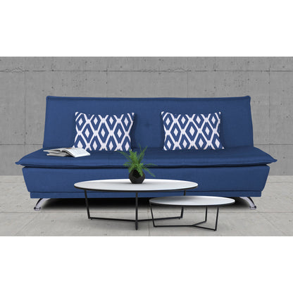 Adorn India Arden 3 Seater Rhombus Sofa Cum Bed Fabric (Blue)