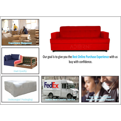 Adorn India Aleena 3 Seater Sofa(Red)
