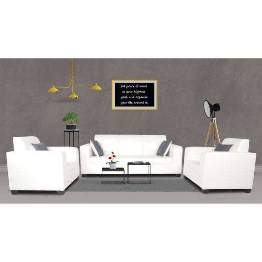 Adorn India Plush Leatherette 3-1-1 Sofa Set (White)