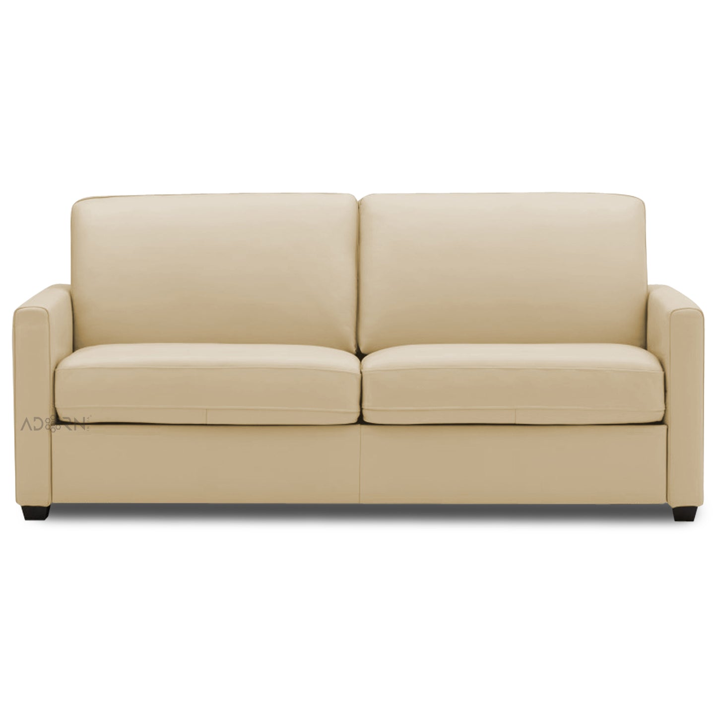 Adorn India Exclusive Flavio Leatherette Three Seater Sofa (Beige)