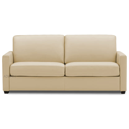 Adorn India Exclusive Flavio Leatherette Three Seater Sofa (Beige)