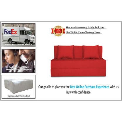 Adorn India Easy 2 Seater Sofa Cum Bed Alyn 4'x 6' (Red) (1 Year Warranty)