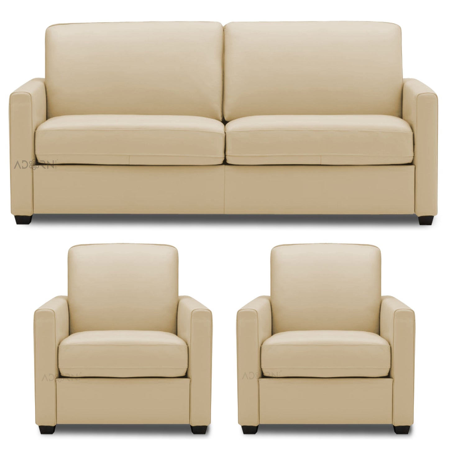 Adorn India Flavio Leatherette 3-1-1 Sofa Set (Beige)