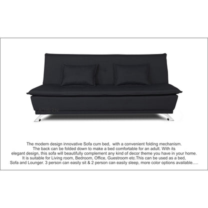 Adorn India Arden 4 Seater Sofa Cum Bed 4 x 6 (Black) (3 Year Warranty)