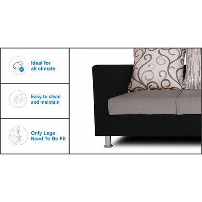 Adorn India Dexter Sofa Set 3-1-1 digitel Print (Grey & Black)
