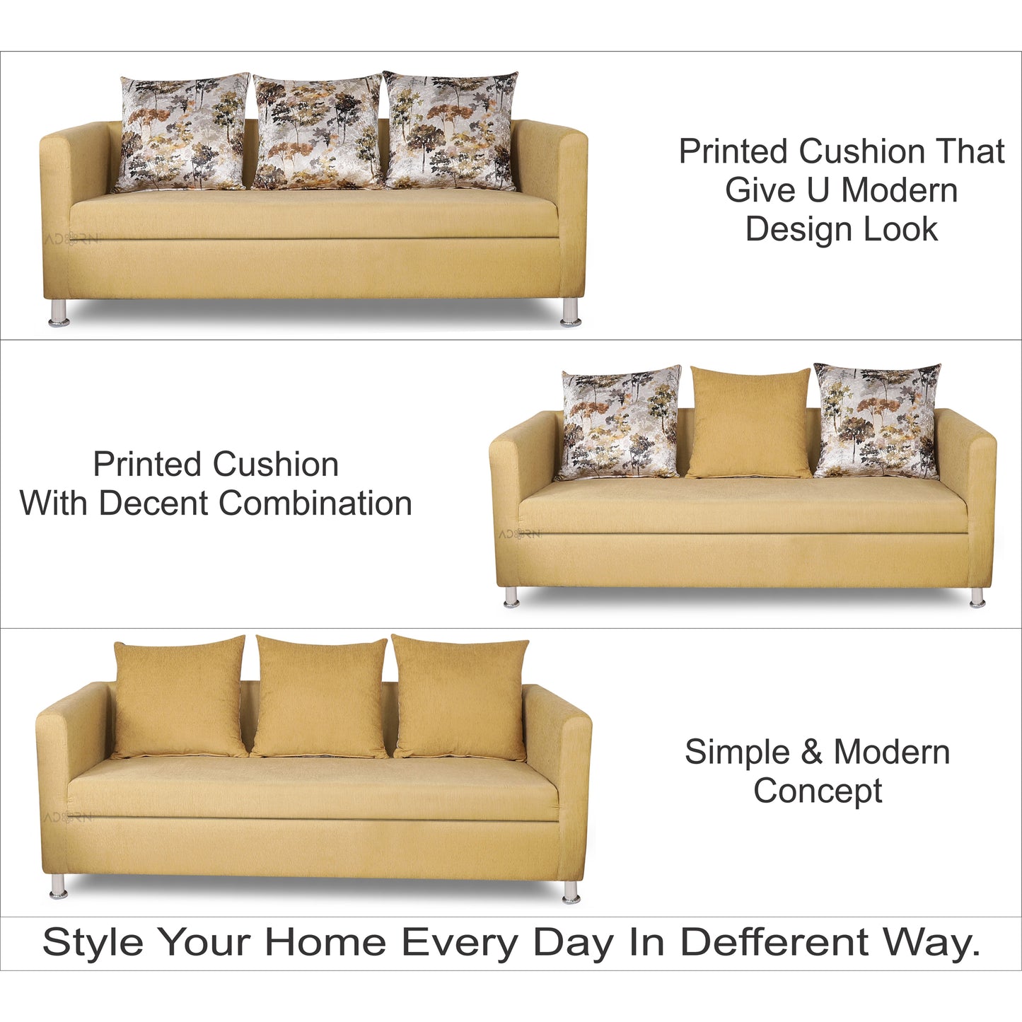 Adorn India Alita 3-1-1 Compact 5 Seater Sofa Set (Beige), Wood, Foam