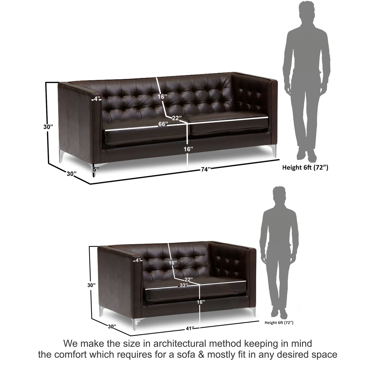 Adorn India Exclusive Cosmos Leatherette 3+2 Sofa Set (Brown)