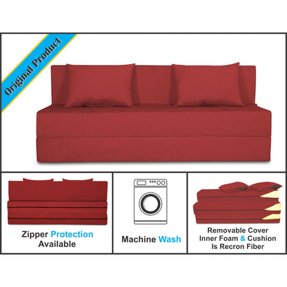 Adorn India Easy 4 Seater Sofa Cum Bed Alyn 6'x 6' (Maroon)