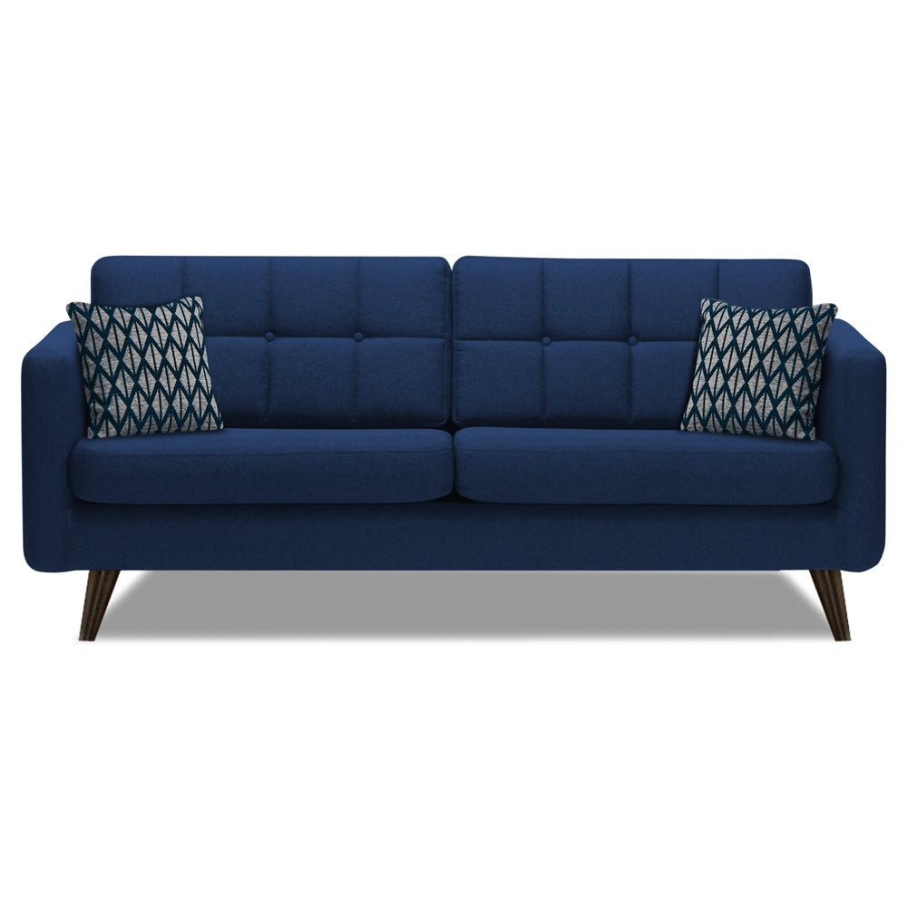 Adorn India Chilly 3 Seater Fabric Sofa (Blue) (3 Year Warranty)