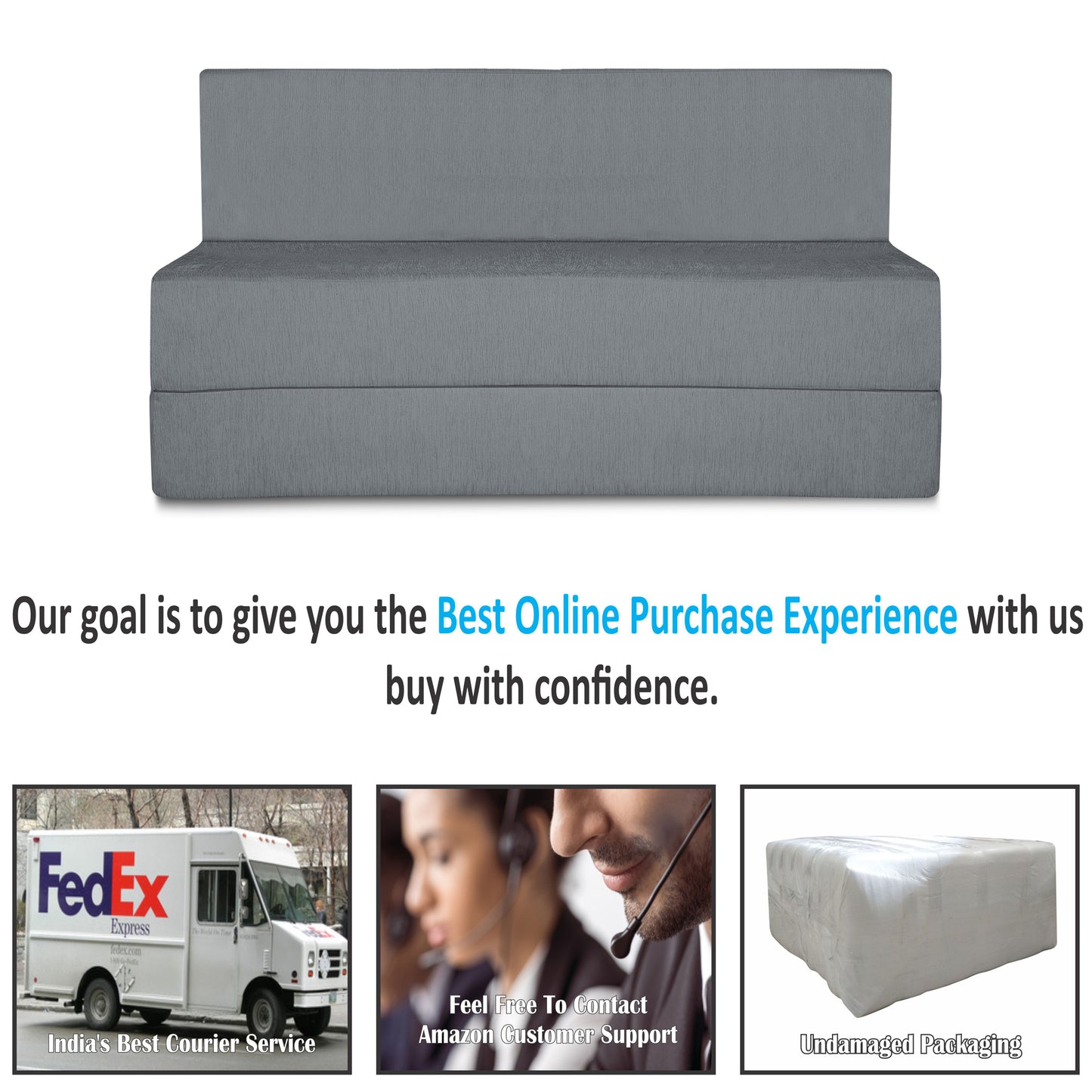 Adorn India Easy Treno 2 Seater Sofa Cum Bed Sit & Sleep Perfect for Guest, Colour Grey, 4'x6' (1 Year Warranty)