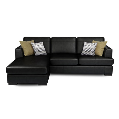 Adorn India Tiverton 6 Seater Corner Sofa Leatherette Left Hand Side (Black)