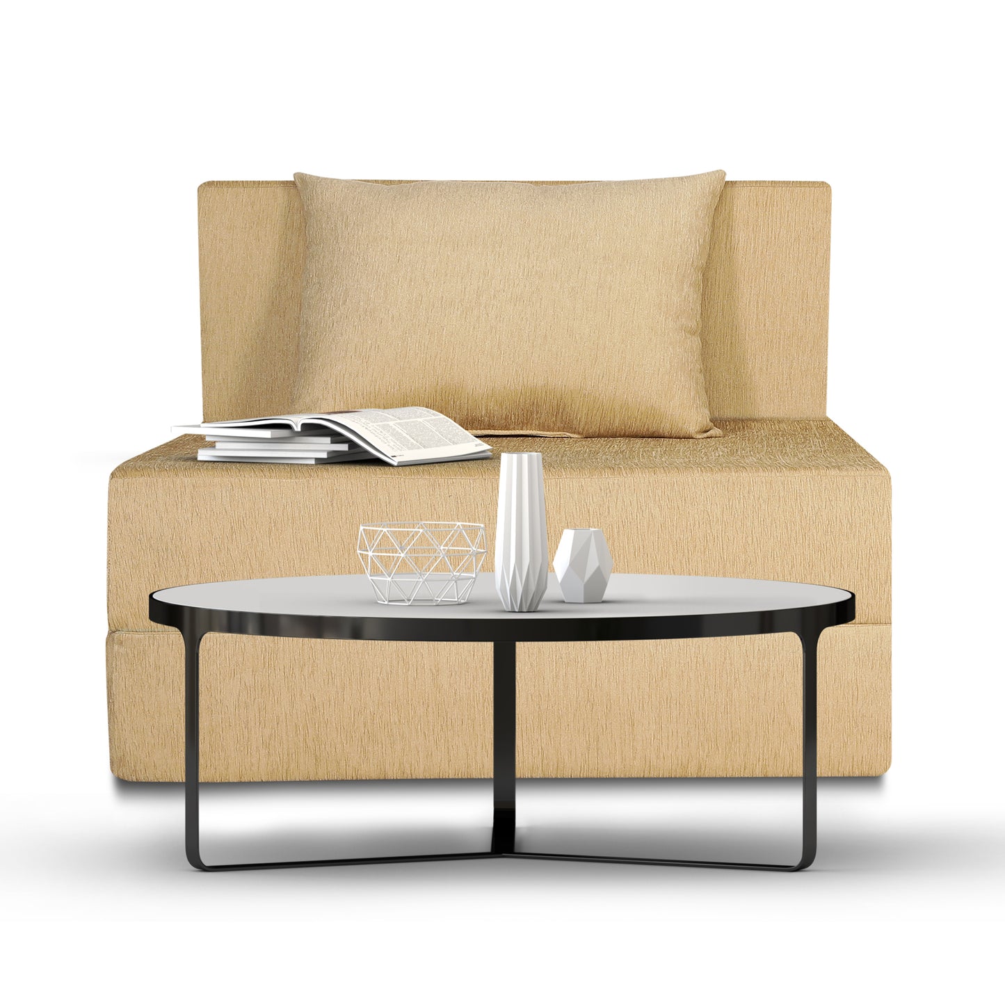 Adorn India Easy 3 Seater Sofa Cum Bed Alyn 3'x 6' (Beige) (1 Year Warranty)