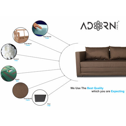 Adorn India Straight line 3 Seater Sofa Cum Bed (Brown)