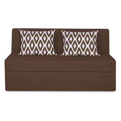 Adorn India Easy Highback Three Seater Sofa Cum Bed Rhombus 5' x 6' (Brown) (1 Year Warranty)