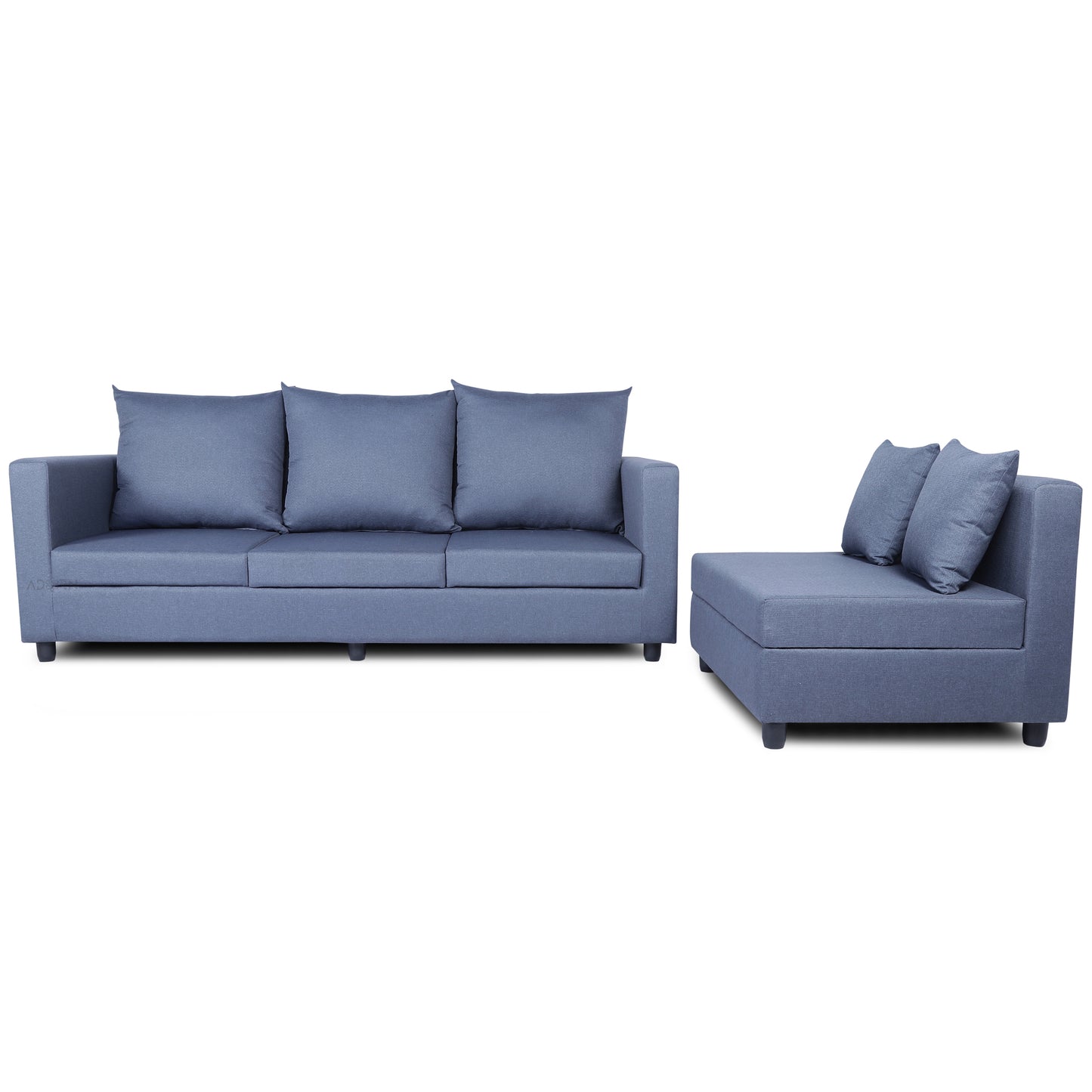 Adorn India New Straight Line Modular 5 Seater Sofa Set (Dark Grey)