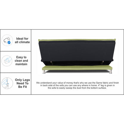 Adorn India Exclusive Two Tone Arden 4 Seater Sofa Cum Bed 4 x 6 (Green & Black) (3 Year Warranty)