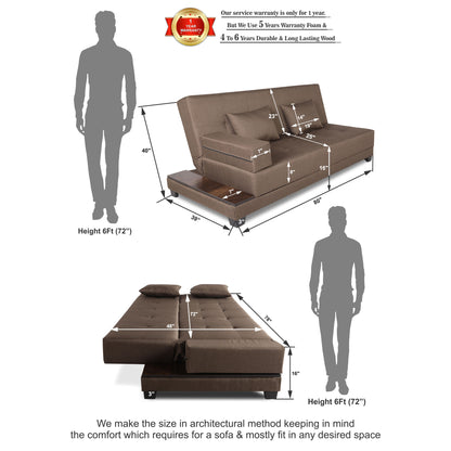Adorn India Blake 3 Seater Sofa Cum Bed (Camel)