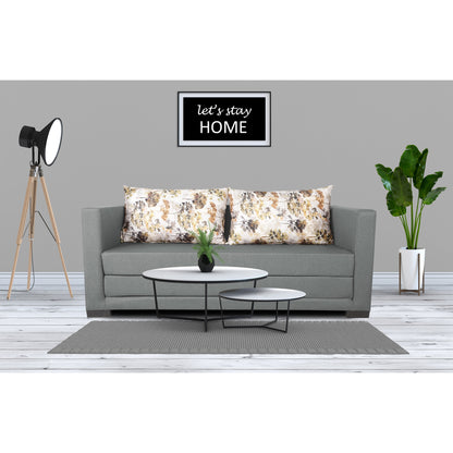 Adorn India Straight line 3 Seater Sofa Cum Bed (Light Grey), Wood, Foam