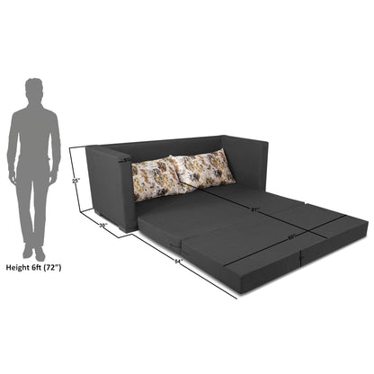 Adorn India Straight line 3 Seater Sofa Cum Bed (Dark Grey), Wood, Foam