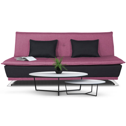 Adorn India Exclusive Two Tone Arden 4 Seater Sofa Cum Bed 4 x 6 (Light Purple & Black) (3 Year Warranty)