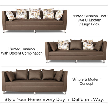 Adorn India Alica Three Seater Sofa (Camel)