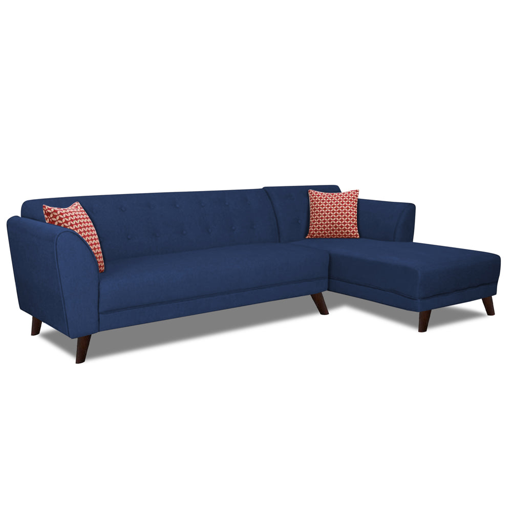Adorn India Leaf 6 Seater Corner Sofa Right Hand Side (Blue)